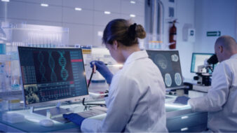 female doctor working in a lab