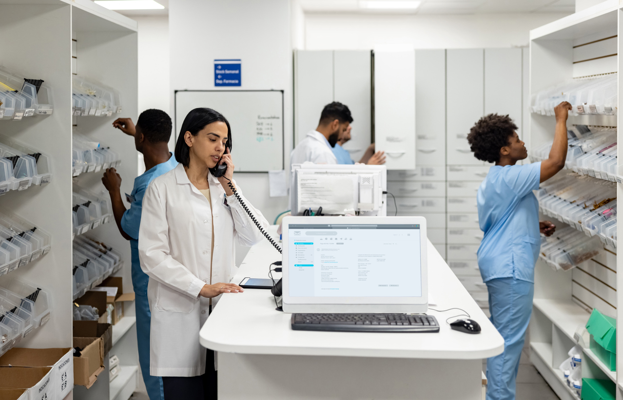 Team of pharmacists working in the pharmacy