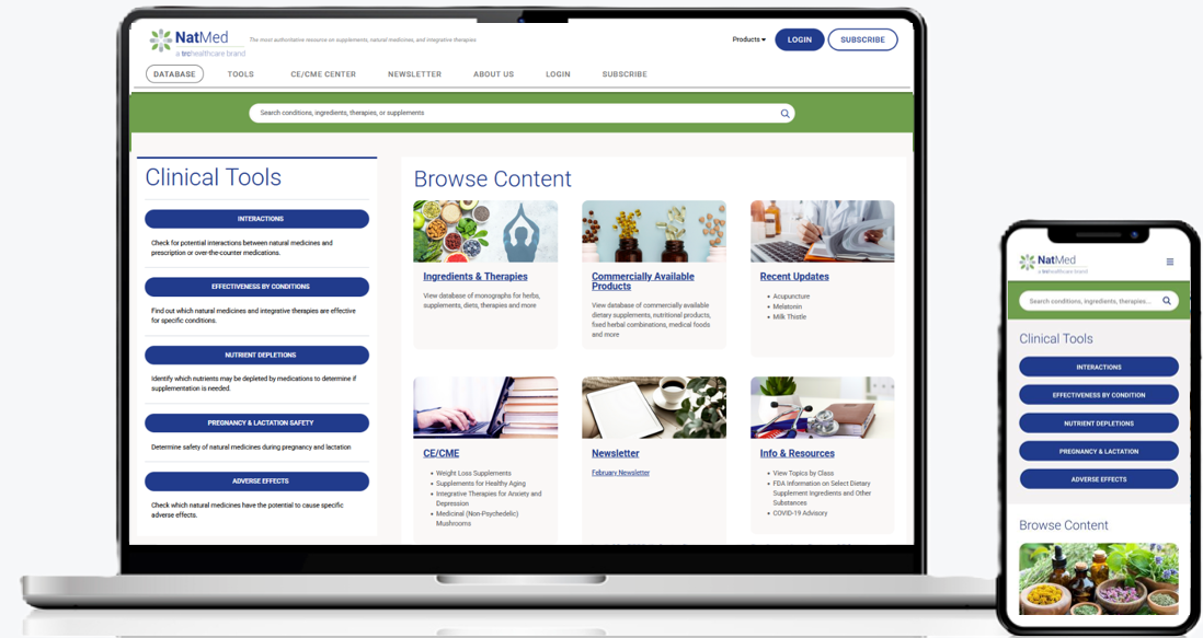 natmed pro homepage on laptop and mobile