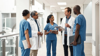 group of healthcare workers at a hospital