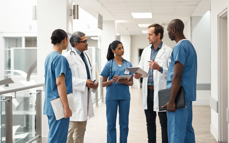 group of healthcare workers at a hospital
