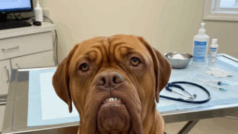 dog at vet